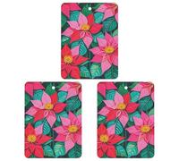Poinsettia Flowers Car Air Freshener, 3 Pcs Square Hanging Air Freshener Cards, Long Lasting Fragrance Scented Cards for Car, Home, Office Black-style