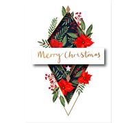 Poinsettia Flowers Luxury Handmade 3D Merry Christmas Greeting Card by Talking Pictures (DNXF0002)