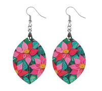 Poinsettia Flowers Wooden Earrings for Women, Vintage Elegant Wood Jewelry, Lightweight Earrings for Wedding, Party, Everyday Jewelry Gift, Apricot shaped, Wood, wood