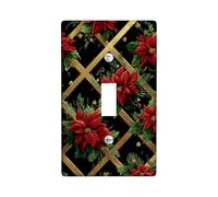 Poinsettia Light Switch Cover Plates/Outlet Covers, Red Christmas Flowers for Holiday Decor, Thermoplastic Wall Plates, Standard Size Single Toggle