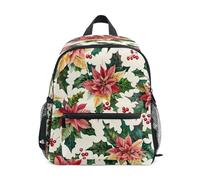 Poinsettia Red Fruit Pattern Toddler Backpack, Boy Backpack Preschool Bag Kindergarten Schoolbag Nursery Travel Bag for Girl