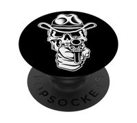 Point Blank Skull Cowboy Traditional Blackwork PopSockets Adhesive PopGrip