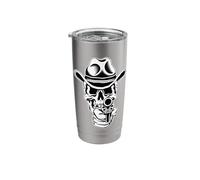 Point Blank Skull Cowboy Traditional Blackwork Stainless Steel Insulated Tumbler