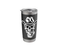 Point Blank Skull Cowboy Traditional Blackwork Stainless Steel Insulated Tumbler