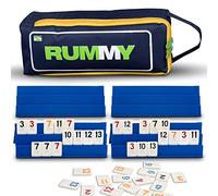 Point Games Classic Rummy Game Set - Includes 106 Standard Tiles (1.5” X 1”), Four 3-Tier Racks with Durable Travel Bag - Tile-Based Games for 4 Players