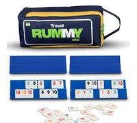 Point Games: Mini Travel Rummy Game Set with 106 Tiles and Four 2 Tier Exclusive Playing Racks in Super Durable Travel Bag
