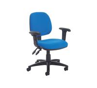 Point Medium Back Fabric Operator Office Chair With Height Adjustable Arms, Blue-Green (Polygon)