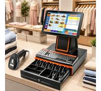 Point of Sale System for Small Business, 15.6" Touch Screen Cash Register with Built-In 58mm Printer, Cash Drawer and Barcode Scanner, I5 Pos System for Retail Stores Restaurants Cafes Black