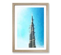 Point of The Burj Khalifa in Dubai in Abstract Framed Print | A2 Oak Framed Wall Art | Ready to Hang | Abstract Fantasy Picture | Living Room Bedroom Lounge Office