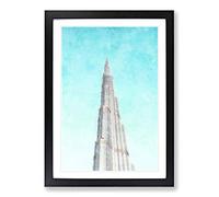 Point of The Burj Khalifa in Dubai Painting Framed Print | A2 Black Framed Wall Art | Ready to Hang | Modern Historical Picture | Living Room Bedroom Lounge Office