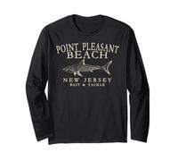 Point Pleasant Beach New Jersey Shark Antique White Letters Long Sleeve T-Shirt