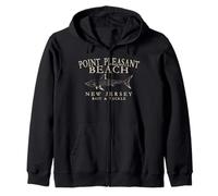 Point Pleasant Beach New Jersey Shark Antique White Letters Zip Hoodie