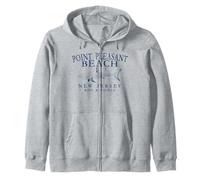 Point Pleasant Beach New Jersey Shark Arched Navy Blue Zip Hoodie