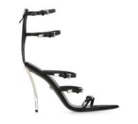 Point-Points Sandals with Silk Details, female, Versace, High Heel Sandals, Black, 5 1/2 UK, Shoes 5 1/2 UK