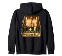 POINT ROW READY Backgammon Strategy Checker Play Zip Hoodie