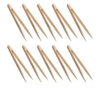 Pointed Flat-Tip Anti-Static Wooden Tweezers, 10-Pack, 15 cm, Heat-Resistant & Ergonomic, Non-Slip Natural Wood, for Gold Leaf Application and Craft Work(Pointed head)