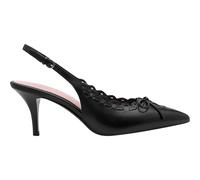 Pointed Slingback Leather Heels Black