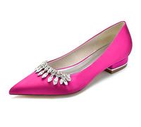 Pointed Toe Block Heels, Rhinestone High Heels, Sparkly Pumps, 2.5 cm Low Chunky Heel, Slip-On Dress Shoes, Office to Party,E,40
