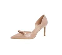 Pointed-Toe Bow-Adorned Stilettos with A Hollow Heel, Available in Nude Or Black; Elegant Open-Toe Pumps Perfect for The Office,nude 10cm,4.5 UK