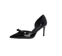 Pointed-Toe Bow-Adorned Stilettos with A Hollow Heel, Available in Nude Or Black; Elegant Open-Toe Pumps Perfect for The Office,Black 8cm,5 UK