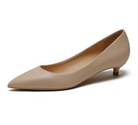 Pointed Toe Heels for Women Matte Women's Pumps with Kitten Heel Slip On Womens Shoes for Wedding Party Holiday Nude 8.5 UK