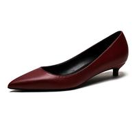 Pointed Toe Heels for Women Matte Women's Pumps with Kitten Heel Slip On Womens Shoes for Wedding Party Holiday Wine red 8 UK