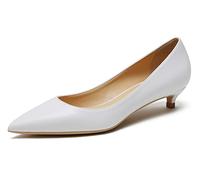 Pointed Toe Heels for Women Matte Women's Pumps with Kitten Heel Slip On Womens Shoes for Wedding Party Holiday White 6 UK