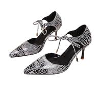 Pointed Toe Kitten Heel Shoes For Women,Women'S Stilettos,Snake Printed Court Shoes With Adjustable Ankle Straps,Pointed Toe Lightweight Sandals Fashion Dressy Sandals Wedding Sandals