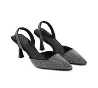 Pointed Toe Stiletto Sandals for Women - Comfortable Mid Heel Dress Shoes for Bride Events, Cocktail Nights & Formal Galas,Black,3 UK