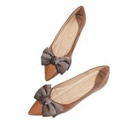 Pointed Toe Wedding Flats for Women, Comfortable Bow Ballet Dressy Flat, Women's Casual Slip On Ballet Shoes Dark Brown