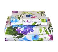pointehaven 100% Cotton Percale Sheets Queen Size - Printed Bed Sheet & Pillowcase Sets - Soft Cotton 4 Piece Bed Sheets Set - Fits Mattress 19 inches Deep Pocket - Color Primavera