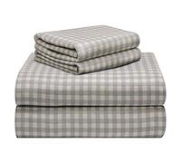 pointehaven 180 GSM Luxury 100% Cotton Printed Flannel Sheet Set, Queen, Farmhouse Plaid - Warm & Cozy - Pre-Shrunk -Deep Pockets - Elastic All Around-Comfy Double Brushed -