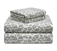 pointehaven 180 GSM Velvet Feel Luxury 100% Cotton Printed Flannel Sheet Set,4PCS, Queen, Leopard - Warm & Cozy - Pre-Shrunk -Deep Pockets - Elastic All Around-Comfy Double Brushed -