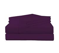 Pointehaven 200 GSM Flannel Sheet Set, King, Solid, Plum