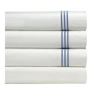 Pointehaven 300 Thread Count Egyptian Cotton Embroidered Pillowcase (Blue, Standard)