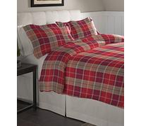 Pointehaven Flannel Oversized Duvet Set, Cotton, Piedmont Plaid, Full/Queen