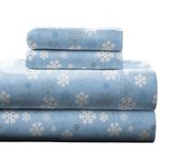 Pointehaven Heavy Weight Flannel Sheet Set, Queen, Snow Flakes - Warm & Cozy - 100% Cotton Flannel Pre-Shrunk -170 GSM -Deep Pockets -Easy Fit Elastic All Around-Comfy Double Brushed