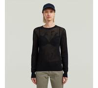 Pointelle Knit Pullover - Black - Women L