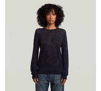 Pointelle Knit Pullover - Dark blue - Women L