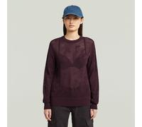 Pointelle Knit Pullover - Red - Women M