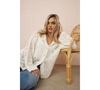 Yours Curve Pointelle Knitted Cardigan - Women's - Plus Size Curve White