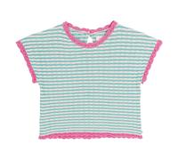 Pointelle Lola Striped Organic Cotton Top Turquoise 4/5 years