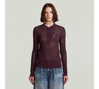 Pointelle Slim Polo Knit - Red - Women S