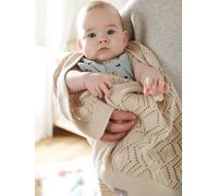 Pointelle Throw in Organic Cotton beige light solid
