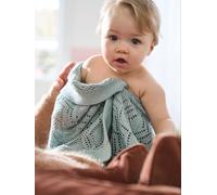 Pointelle Throw in Organic Cotton green medium solid