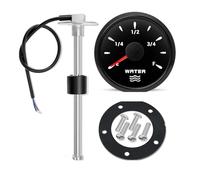 Pointer Auto Car Boat 52mm Water Level Gauge, 7 Color LED 0-190Ohm Sensor Water Tank Meter Indicator 12V24V High Visibility(300mm SensorXGauge)