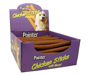 Pointer - Chicken Sticks - Chicken Flavoured Dog Treats - Perfect for Plaque Removal and Dental Hygiene - Feed as Reward or Long Lasting Treat - 50 Sticks.