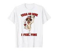 Pointer Dog Yoga or Wine I Feel Fine - DIGOR Funny Value Graphic T-Shirt, Men, White, L