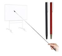 Pointer - Teachers Pointer - Teaching Pointer - Hand Pointer Extended Length, Presenter Whiteboard Pointer, Black Matte with Chrome Trim (Black+Red)