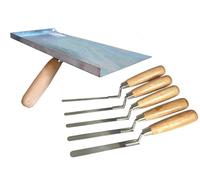 Pointing Brickwork Galvanised Hawk & 5 Stainless Steel Finger Trowel Set, Jointing, Gap Filling & Repair Tools for DIY & Masonry Work, Repointing, Brick Joint Repair (H5ST)